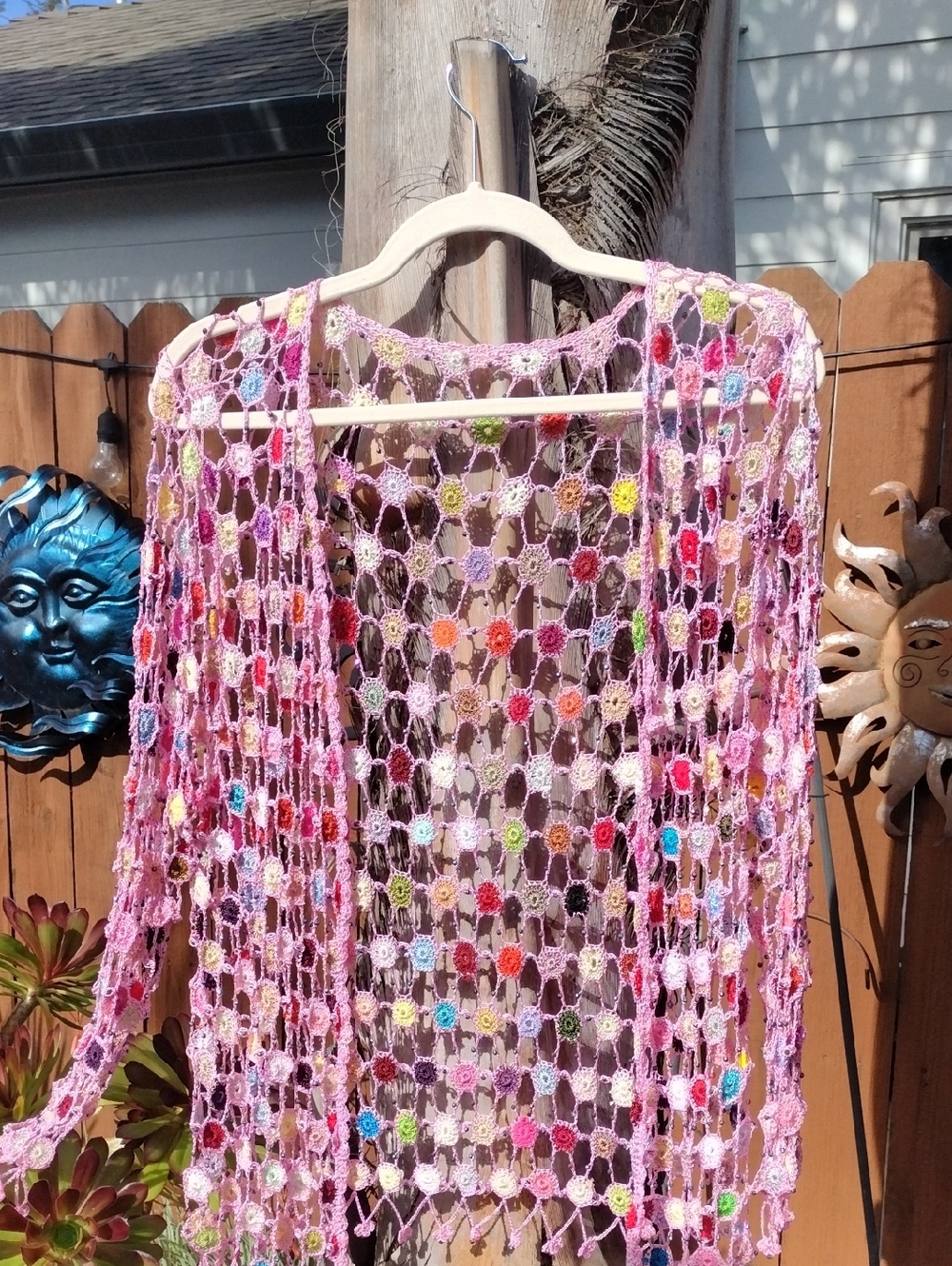 RARE Vintage Barbie Pink Open Knit Beaded Cardigan